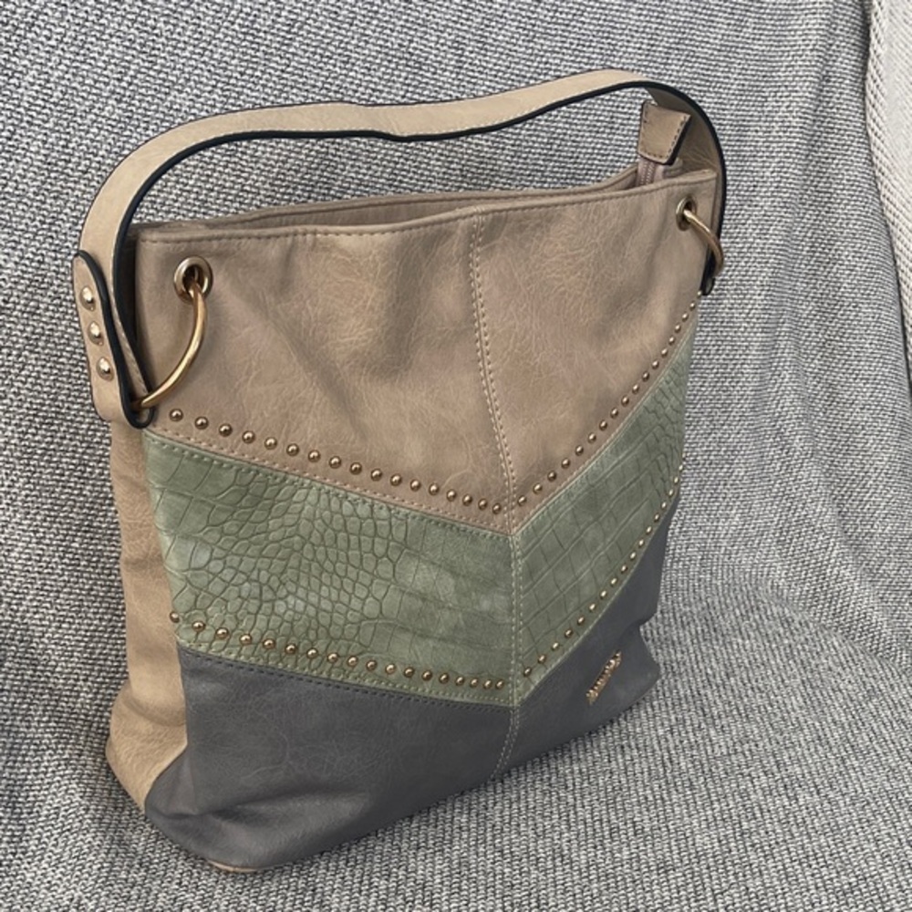 Montana West Tan, Green, and Gray Shoulder Bag - Picture 3 of 16
